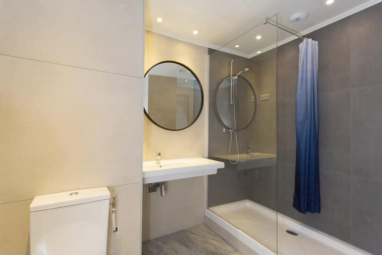 En suite bathrooms at a hostel in Nice, France