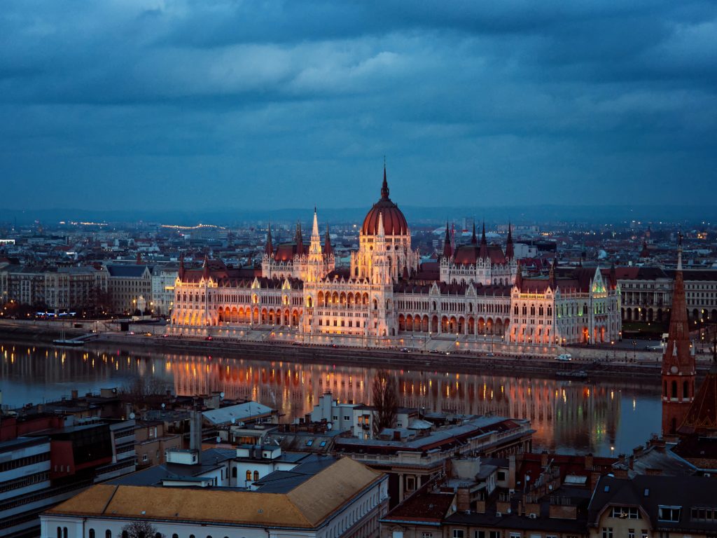 Budapest parliament along the river 
