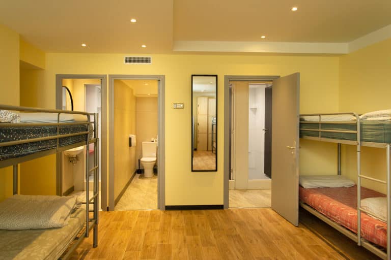 Modern and clean dormitory room accommodation at a hostel in Nice, France. Villahostels