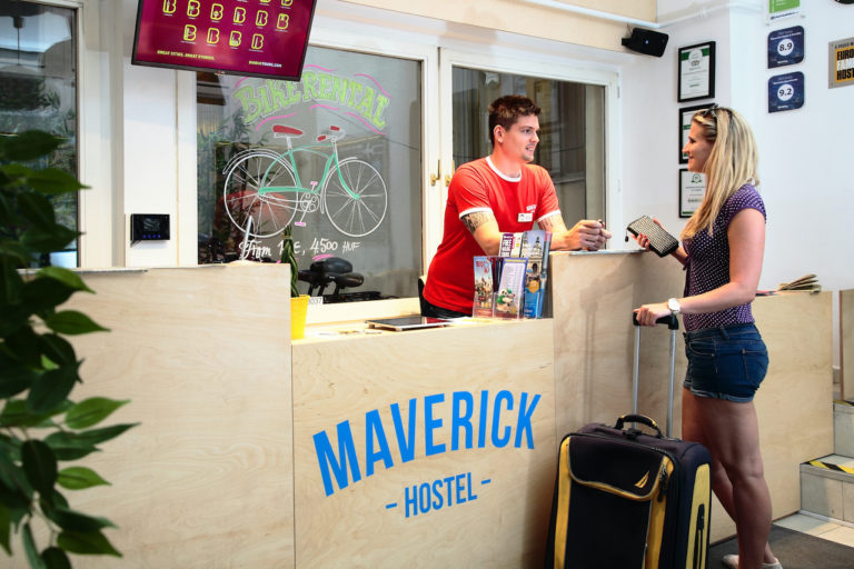 Maverick Hostel reception lounge